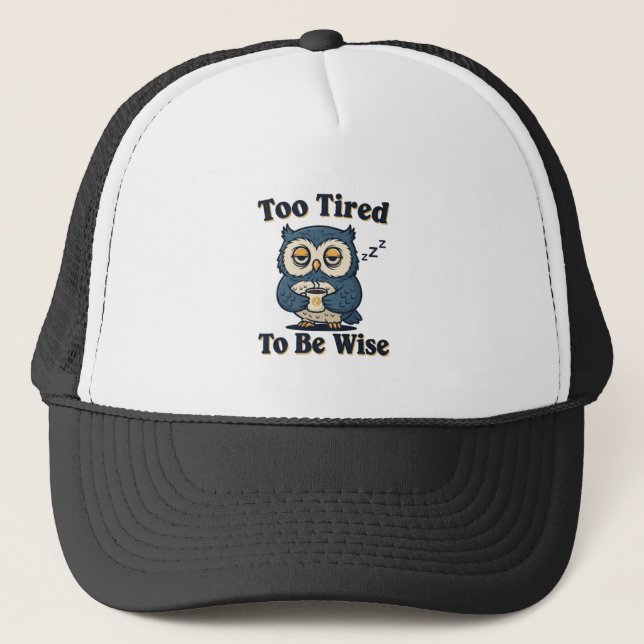 Retro Owl Sleep Deprived Trucker Hat (Front)