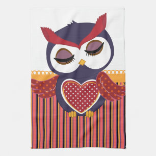 Retro Owl Tea Towel