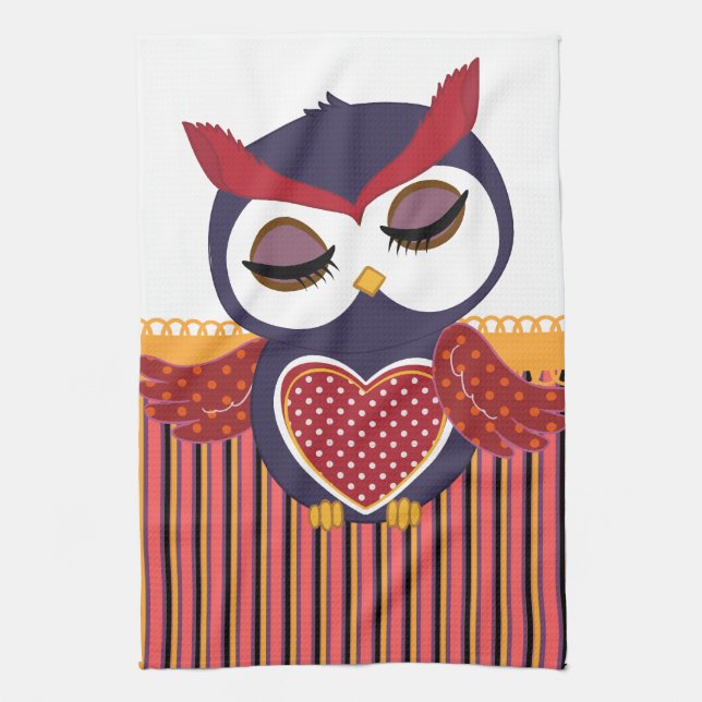 Retro Owl Tea Towel (Vertical)