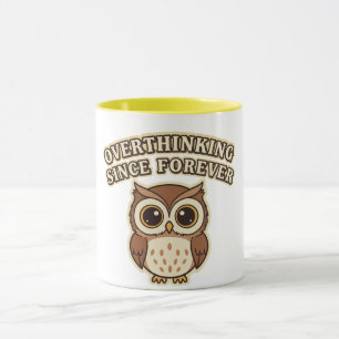 Retro Owl Thinking Mode Color Inside Mug