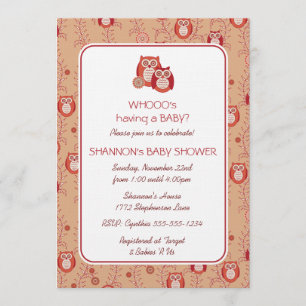 Retro Owls Baby Shower Invitation