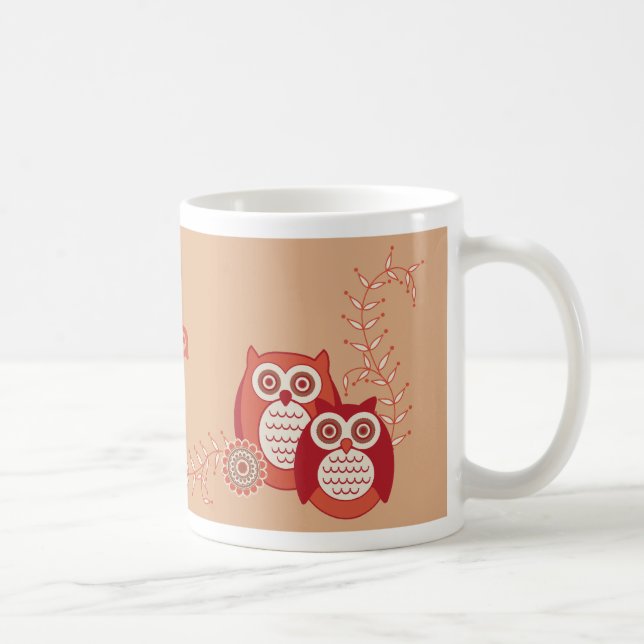 Retro Owls Name Mug (Right)