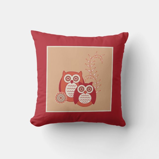 Retro Owls Pillow (Front)