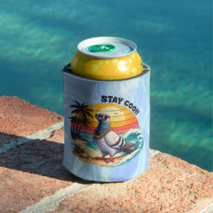 Retro Owner Lover Gift Pigeon City Doves Stay Coo Can Cooler