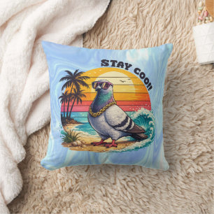 Retro Owner Lover Gift Pigeon City Doves Stay Coo  Cushion