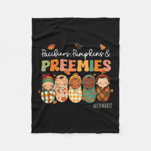 Retro Pacifiers Pumpkins Preemies Thanksgiving Nic Fleece Blanket