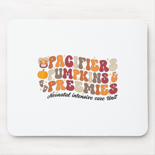 Retro Pacifiers Pumpkins Preemies Thanksgiving Nic Mouse Pad (Front)