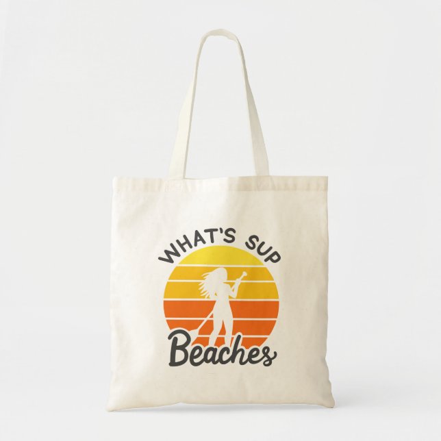 Retro Paddleboarding Funny Beach Bachelorette Swag Tote Bag (Front)