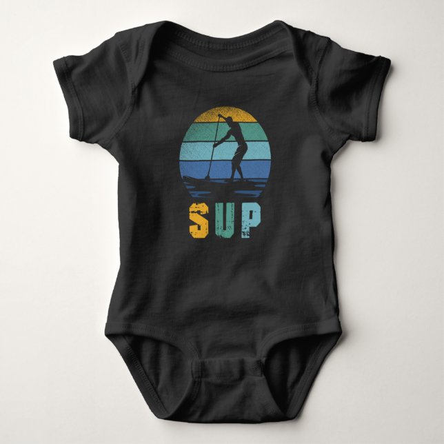 Retro Paddling SUP Stand Paddle Board Baby Bodysuit (Front)