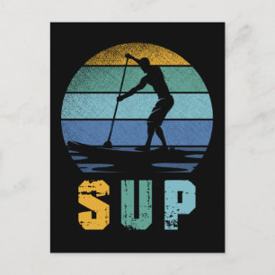 Retro Paddling SUP Stand Paddle Board Postcard