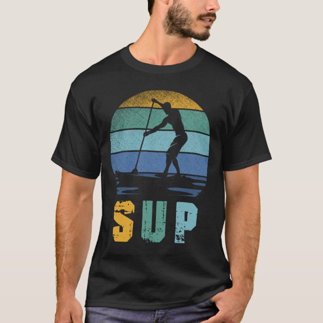 Retro Paddling SUP Stand Paddle Board T-Shirt (Front)