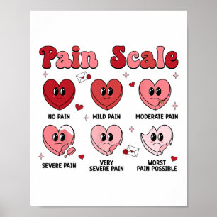 Retro Pain Scale Heart Trauma Nurse Valentine's Da Poster