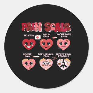 Retro Pain Scale Heart Trauma Nurse Valentines Day Classic Round Sticker