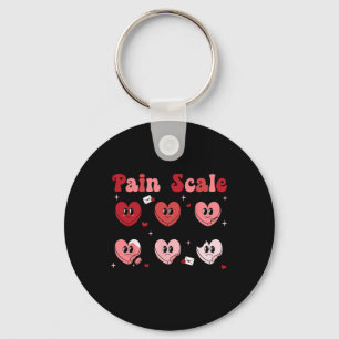 Retro Pain Scale Heart Trauma Nurse Valentines Day Key Ring