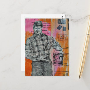 Retro Paint Man Collage Postcard