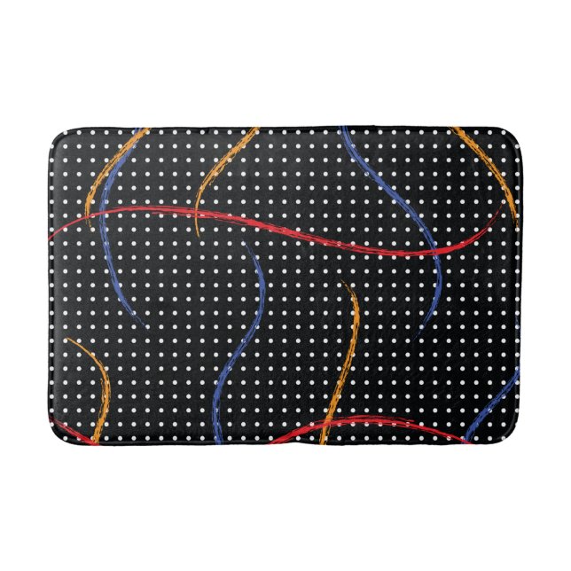Retro Paint Splatter and Dots Bath Mat (Front)