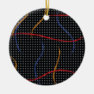 Retro Paint Splatter and Dots Ceramic Tree Decoration