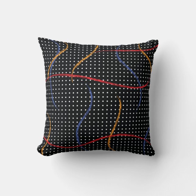 Retro Paint Splatter and Dots Cushion (Front)