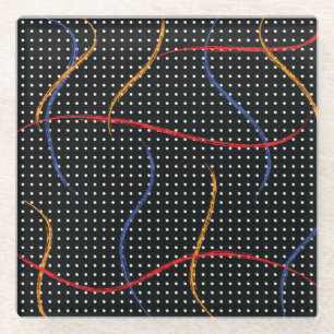 Retro Paint Splatter and Dots Glass Coaster