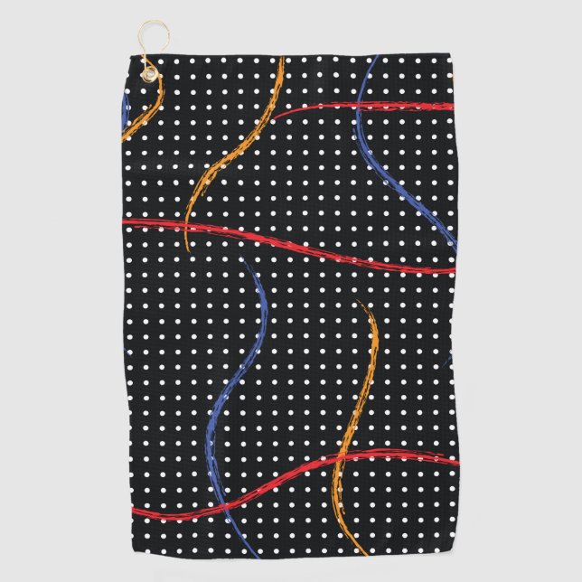 Retro Paint Splatter and Dots Golf Towel (Front)