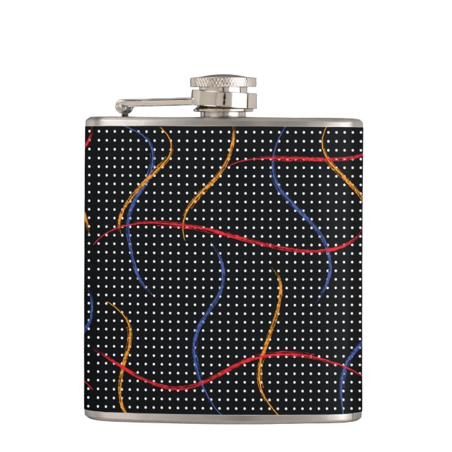 Retro Paint Splatter and Dots Hip Flask (Front)