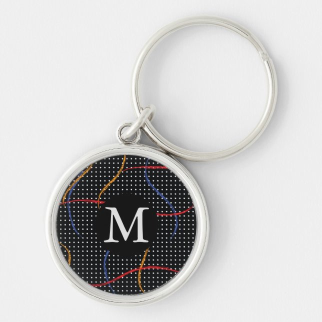 Retro Paint Splatter and Dots Key Ring (Front)