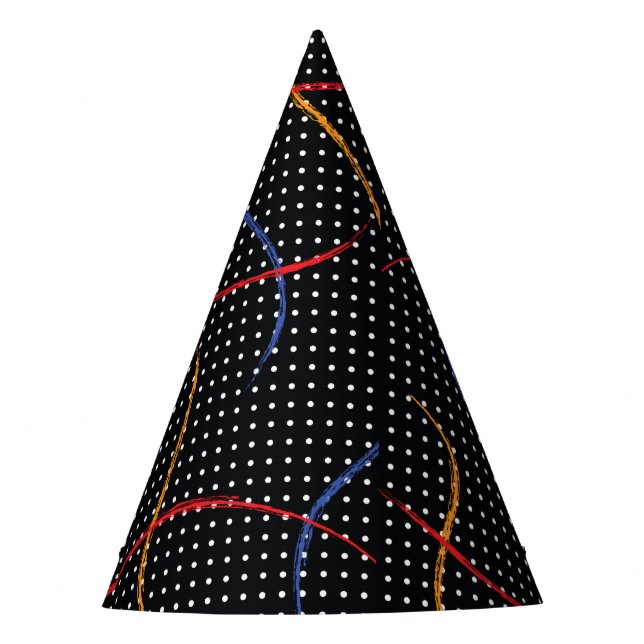 Retro Paint Splatter and Dots Party Hat (Front)