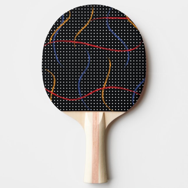 Retro Paint Splatter and Dots Ping Pong Paddle (Front)