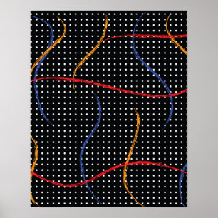 Retro Paint Splatter and Dots Poster