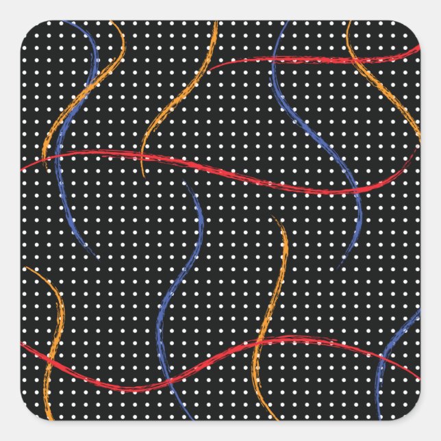 Retro Paint Splatter and Dots Square Sticker (Front)