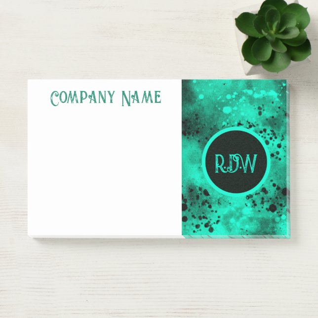 Retro Paint Splatter Effect Green & Black  Post-it Notes (Office)