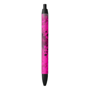 Retro Paint Splatter Effect Pink & Black  Ink Pen