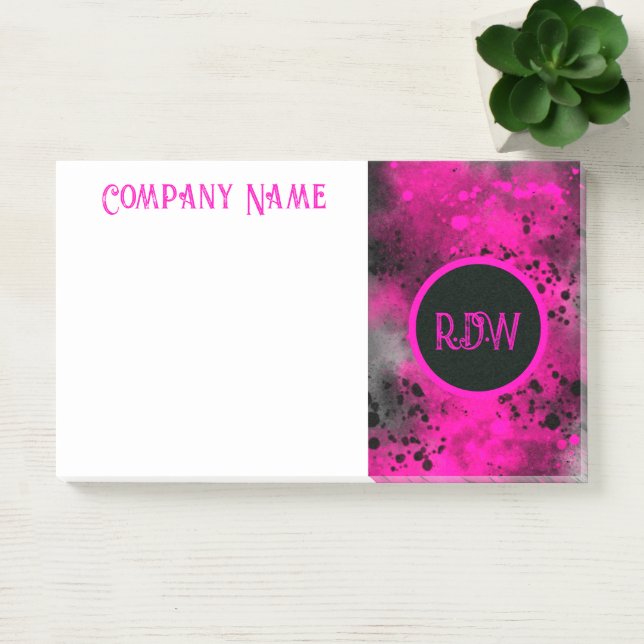 Retro Paint Splatter Effect Pink & Black  Post-it Notes (Office)