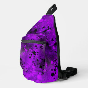 Retro Paint Splatter Effect Purple & Black Sling Bag