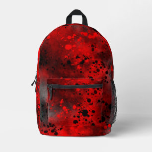 Retro Paint Splatter Effect Red & Black Printed Backpack