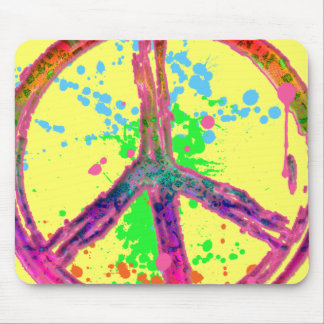 RETRO PAINT SPLATTER PEACE SIGN MOUSE PAD
