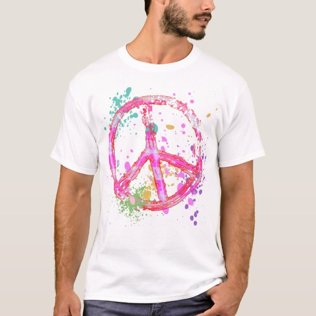 RETRO PAINT SPLATTER PEACE SIGN T-Shirt (Front)