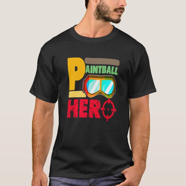 Retro Paintball Hero Cool Baller Present T-Shirt (Front)