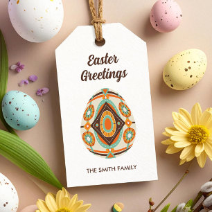 Retro Painted Easter Egg  Gift Tags