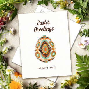 Retro Painted Easter Egg  Holiday Postcard