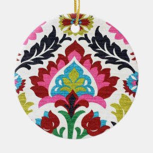 Retro Paisley Floral Ceramic Tree Decoration