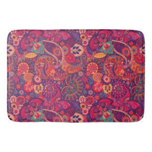 Retro Paisley Reds Bath Mat