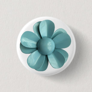 Retro Pale Blue Daisy Flower Spring Summer Wedding 3 Cm Round Badge