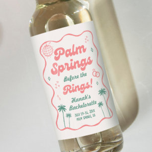 Retro Palm Springs Bachelorette Party Wine Label