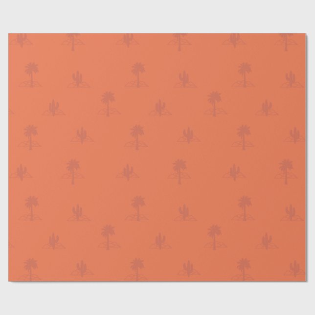 Retro Palm Springs Cactus in Earthy Colours  Wrapping Paper (Flat)