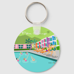 Retro Palm Springs Hotel Keychain