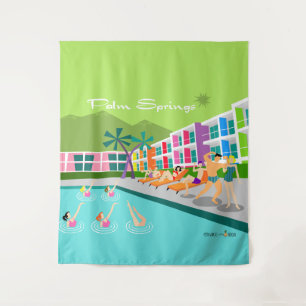 Retro Palm Springs Hotel Tapestry