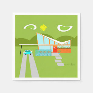 Retro Palm Springs House Cocktail Napkins