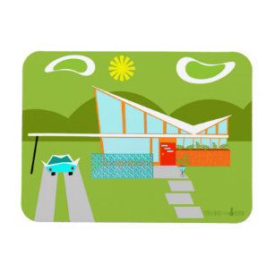 Retro Palm Springs House Flexible Magnet