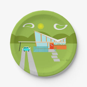 Retro Palm Springs House Paper Plates